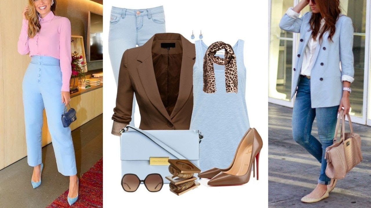 MODA OUTFTIS CON COMBINAICIONES EN  AZUL CIELO☀FASHION 2022 OUTFTIS WITH COMBINATIONS IN SKY BLUE