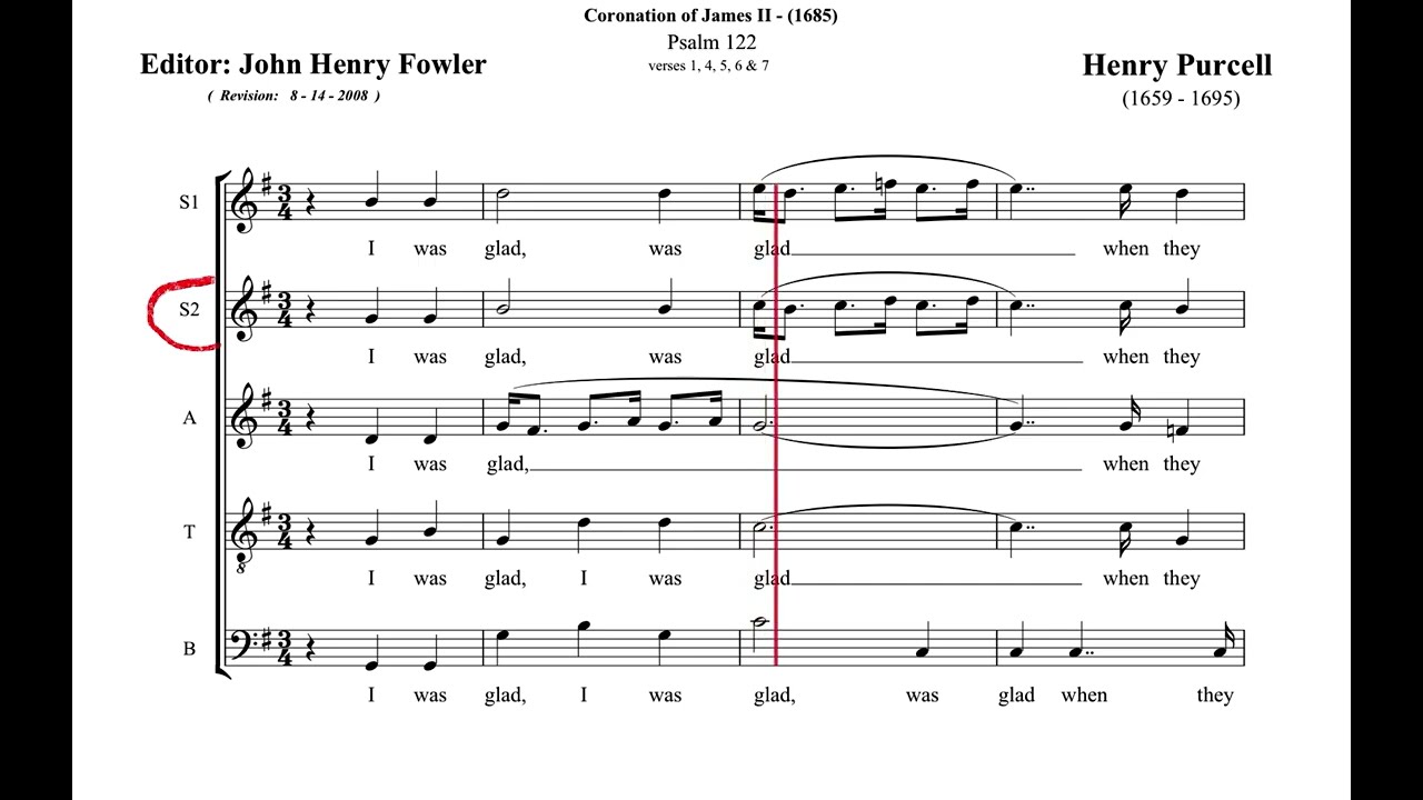 Purcell - I was glad - Sopran 2 hervorgehoben