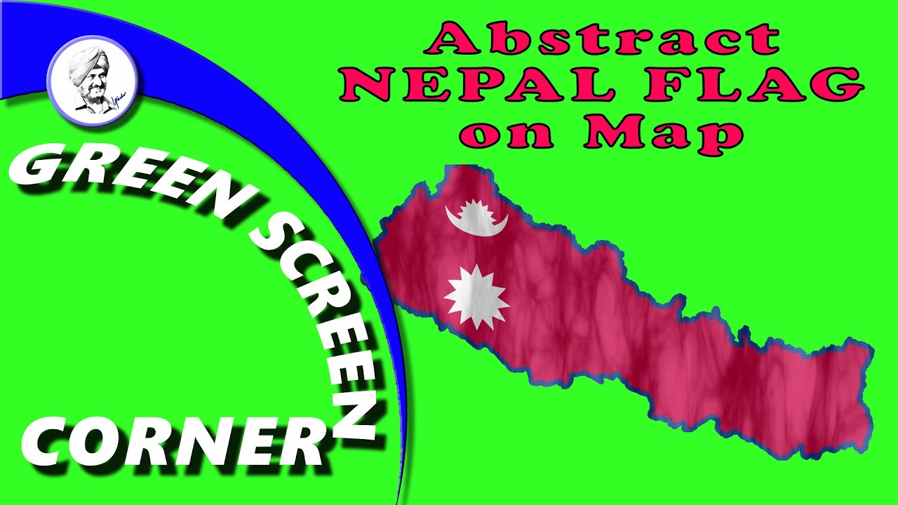 Abstract NEPAL FLAG on Map Green Blue Screen Corner Chroma Animation National Anthem Sayaun Thunga