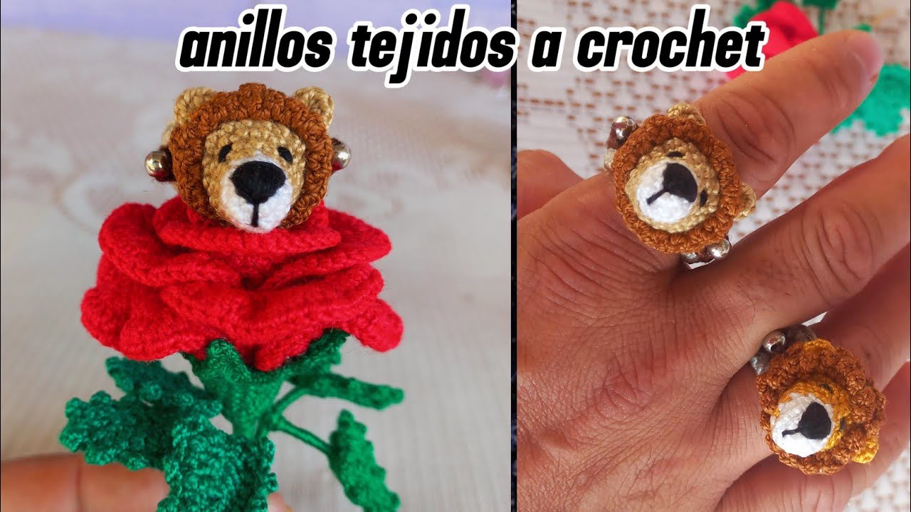 ANILLO león 🦁 tejido a CROCHET🧶 o GANCHILLO paso a paso FÁCIL de TEJER 