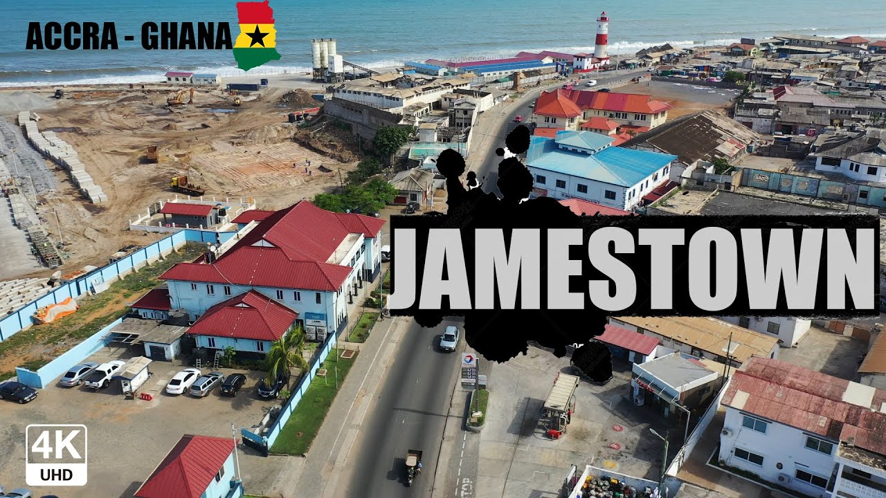 Jamestown Aerial view in Accra Ghana 4K