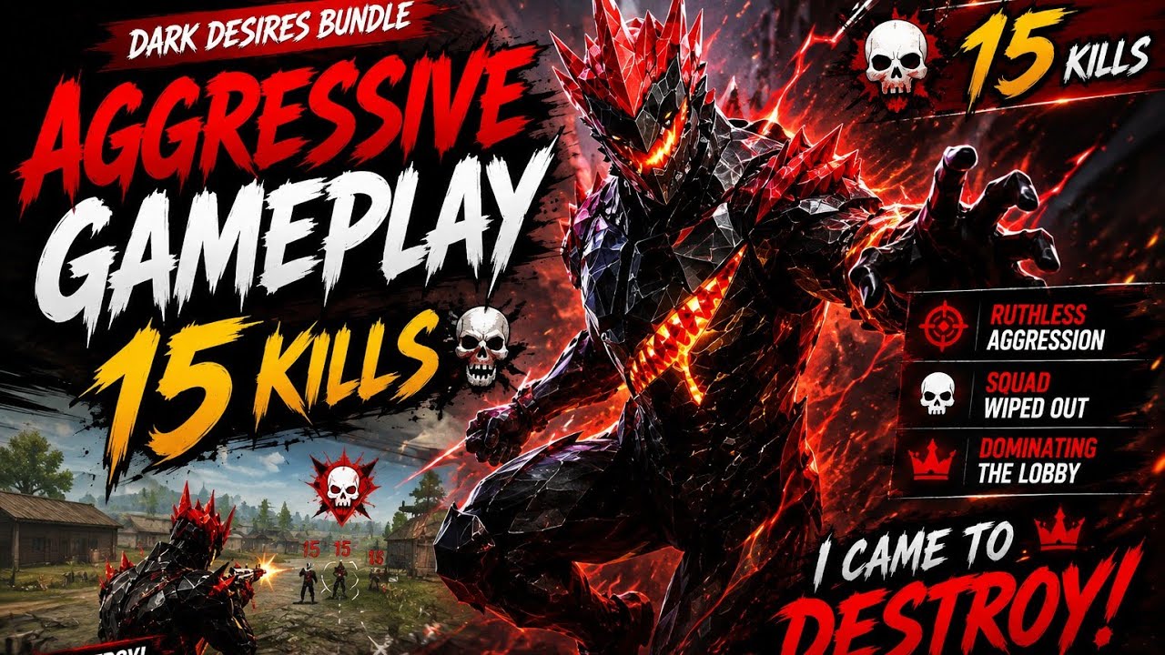 Dark Desires Bundle Gameplay 🔥 15 Kills Solo BR | Aggressive Rush & Clutches | Free Fire