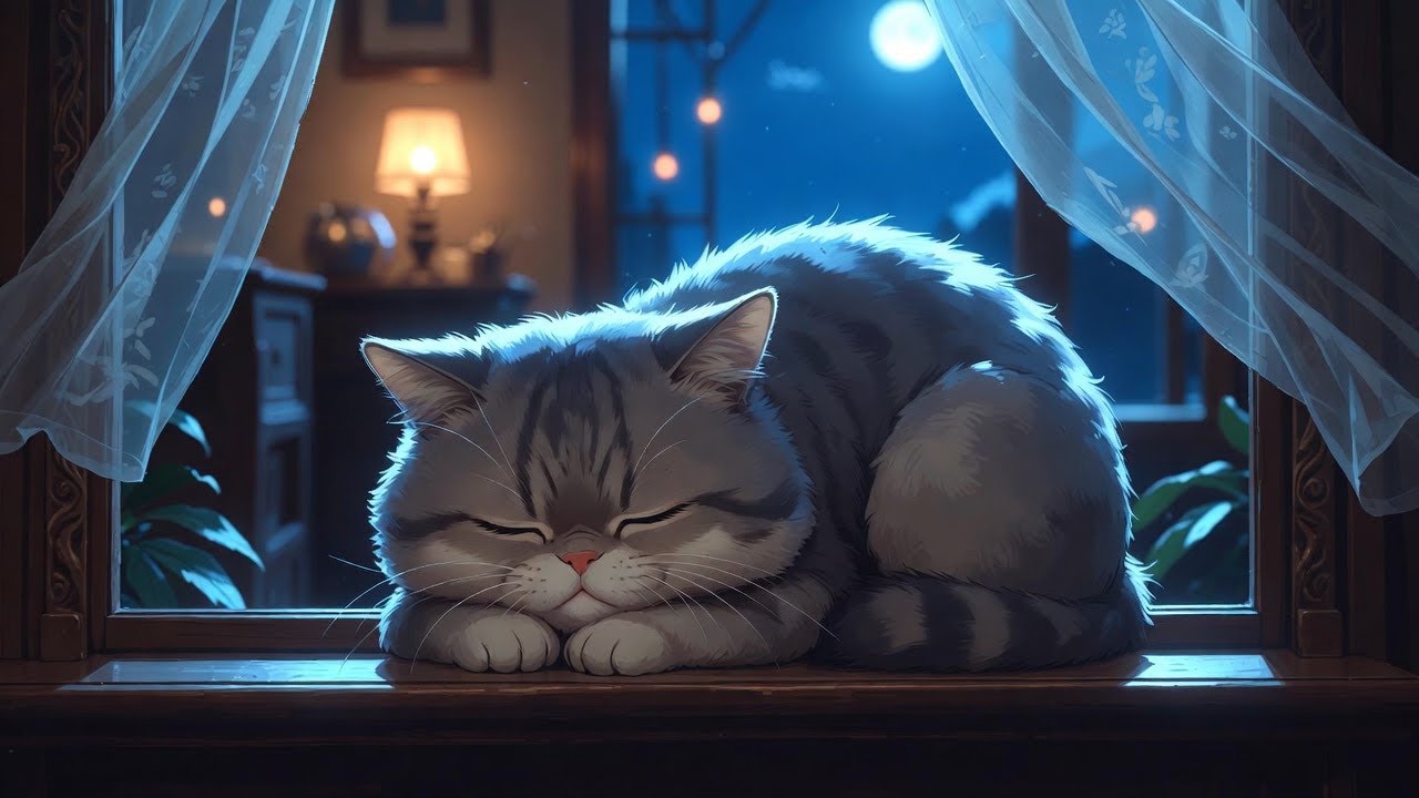 Cozy Night with Sleepy Cat ASMR 🌙✨ | Deep Sleep & Relaxing Night Ambience
