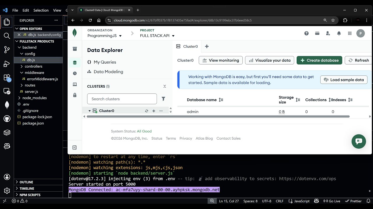 Подключение к MongoDB Atlas с помощью Mongoose: асинхронные функции, подсветка синтаксиса, Expres...