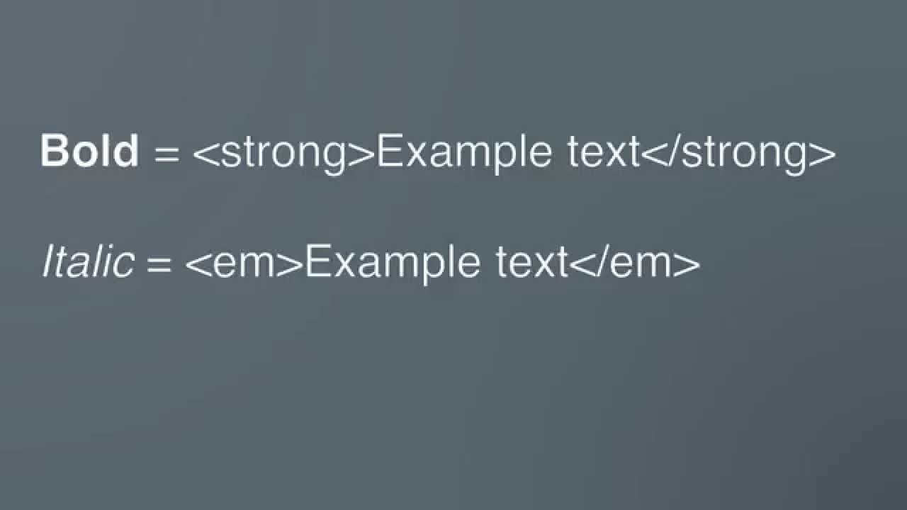 web design for beginners coding in html -Text Basics -  Bold  Italic -