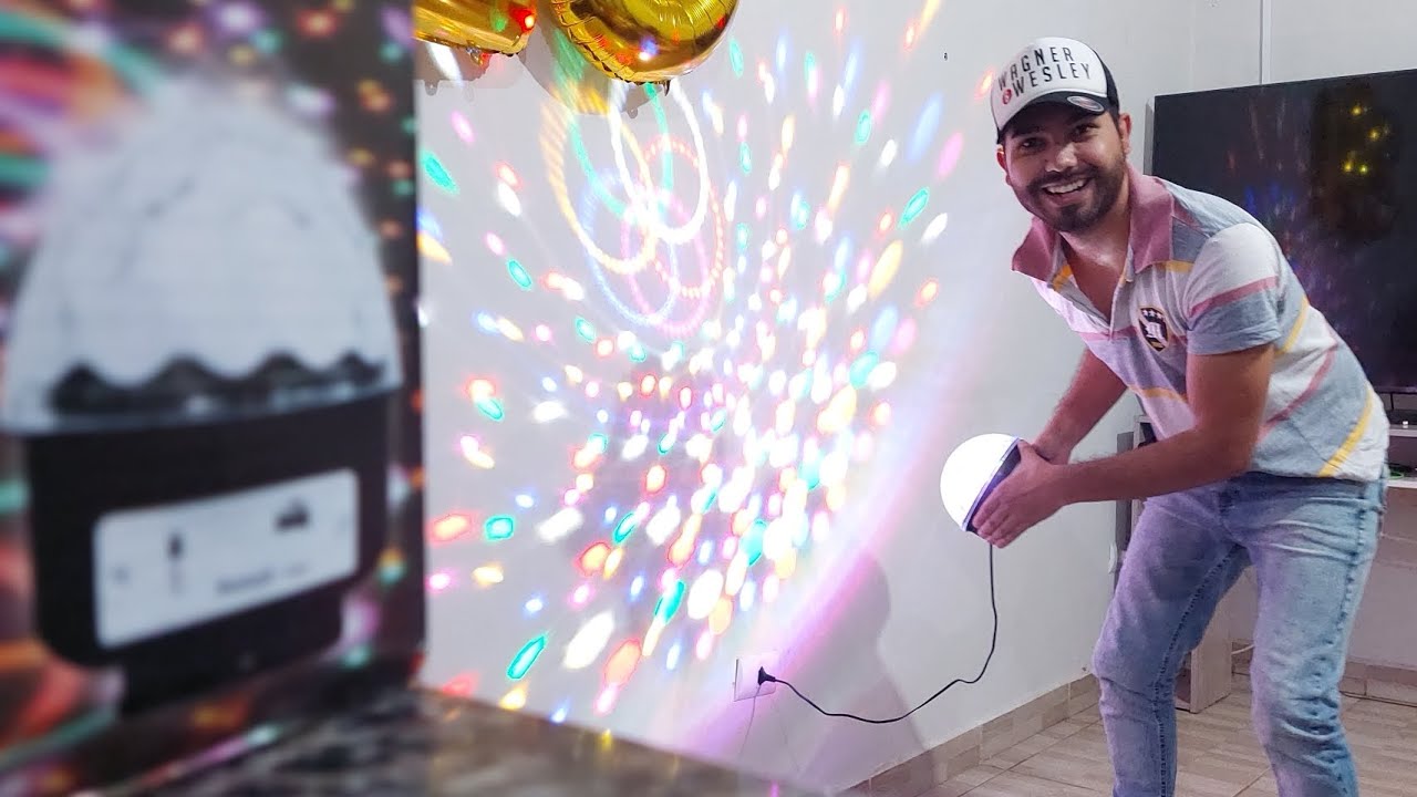 LUZ GLOBO COLORIDO BOLA MALUCA LUZ DE BALADA ILUMINAÇÃO PARA FESTA LUZ DE LED COM SOM BLUETOOTH