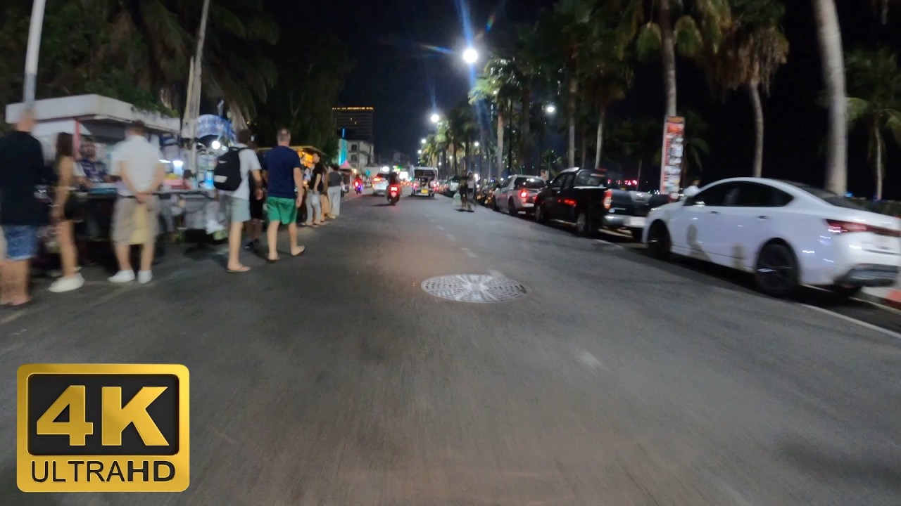 (4K) Pattaya Beach Road at Night 🇹🇭 Thailand Street Drive