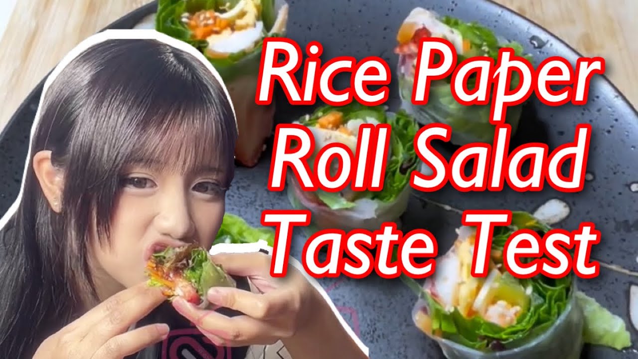 Roll Salad in Rice Paper   新鮮な野菜とイチゴとエビでロールサラダを作って食べます！❤️