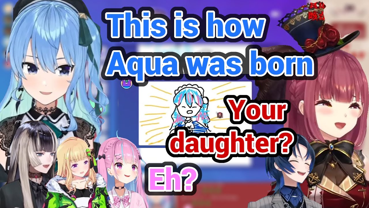Aqua New Lore just Born in Gartic Phone Collab with Suisei Marin Akirose Raden Ao