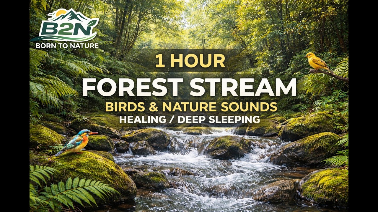 1 Hour Forest Stream | Birds & Nature Sounds | Healing | Deep Sleeping