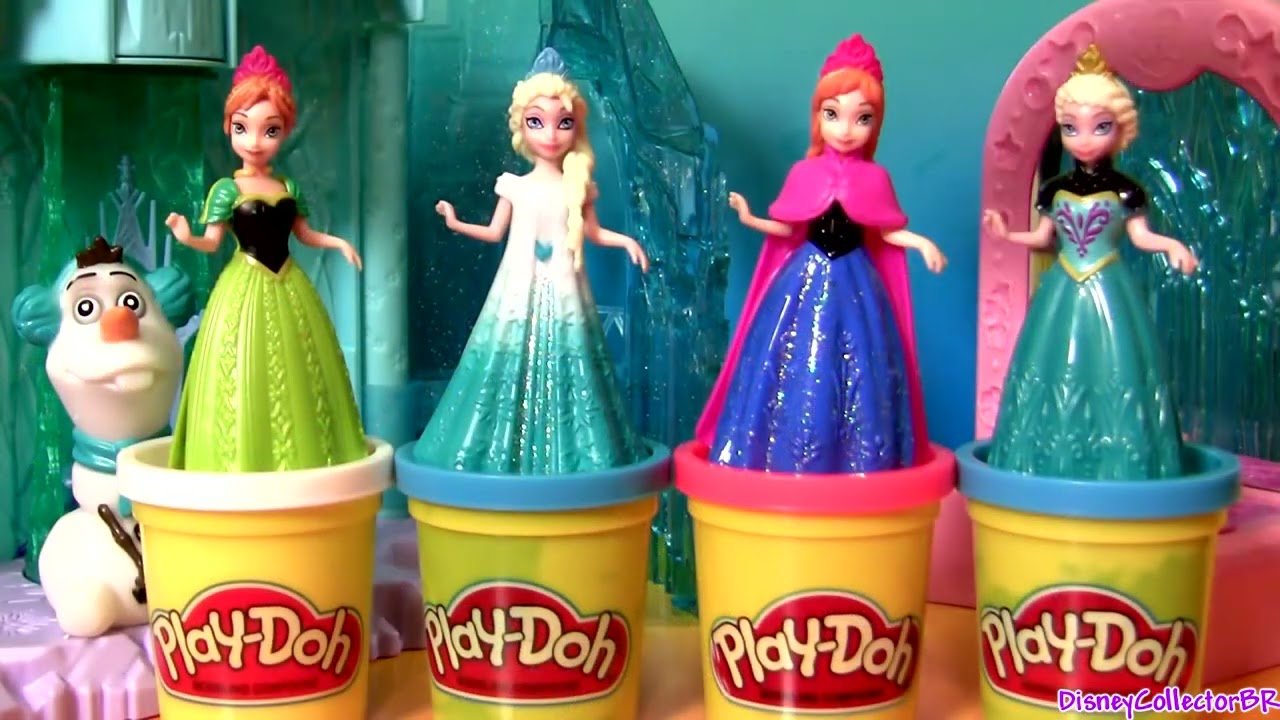 Queen Elsa Magiclip Disney Frozen Dolls Princess Anna Play Doh Design a Dress for Elsa Magic Clip