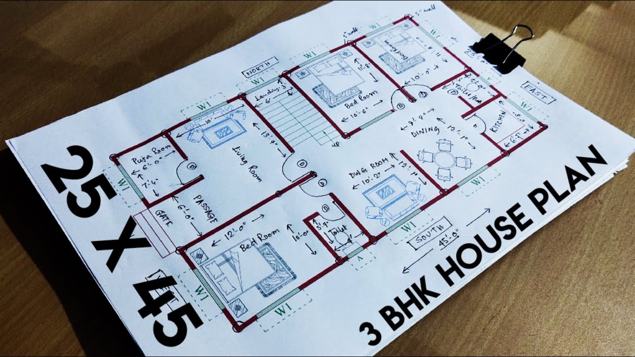 25 x 45 HOUSE DESIGN II GHAR KA NAKSHA