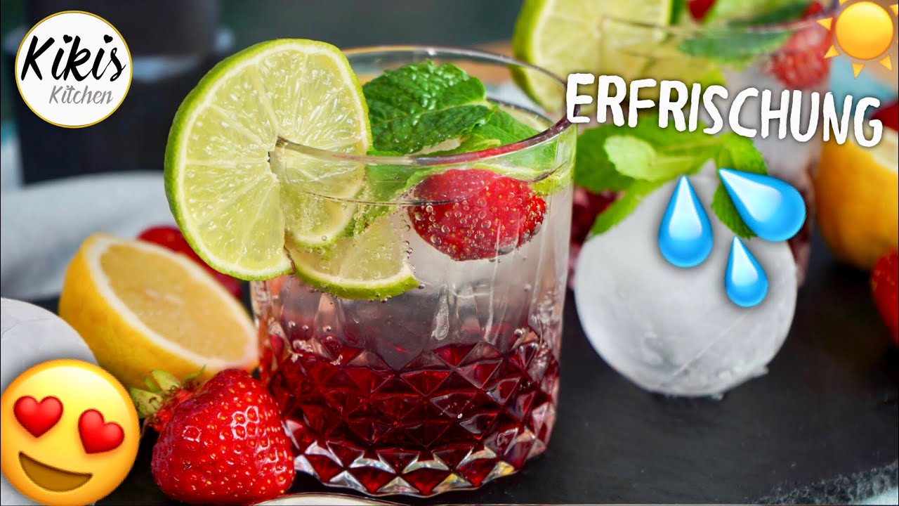 1- Minuten -Cocktail 🍹 Erdbeer-Holunderblüten-Cocktail fertig in nur einer Minute
