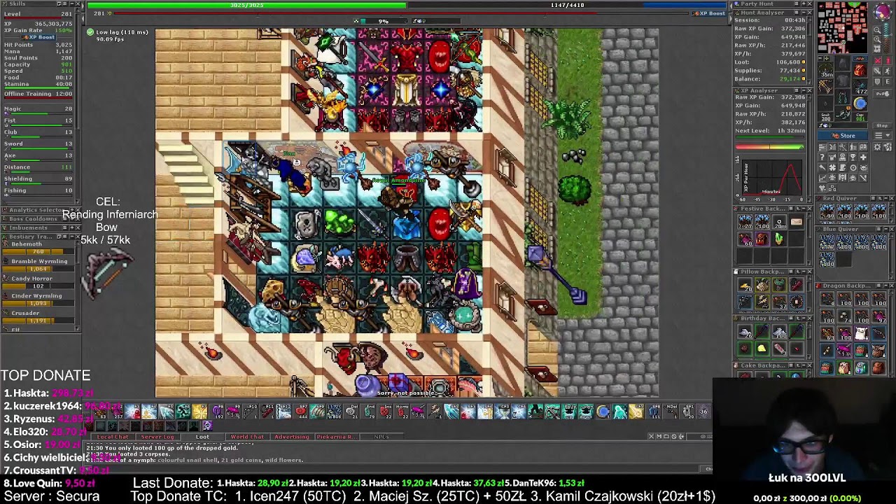 Tibia Paladin Hunt - 280 RP - Secura - Zwiedzam nową wyspę! - Master Kubson LIVE - #tibia Real!