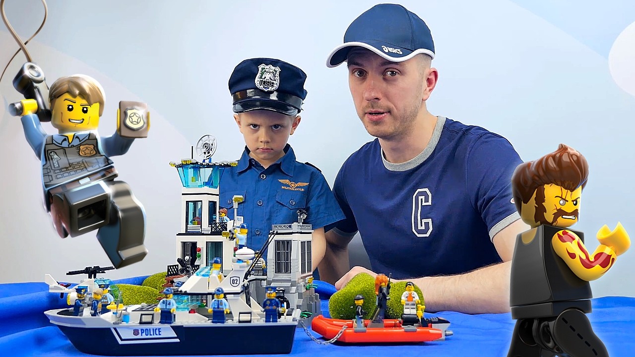 ЛЕГО СИТИ ПОЛИЦИЯ! 👮‍♂️ Даник и папа против БАНДИТОВ: Погоня за воришками! (Lego City Kids Video)