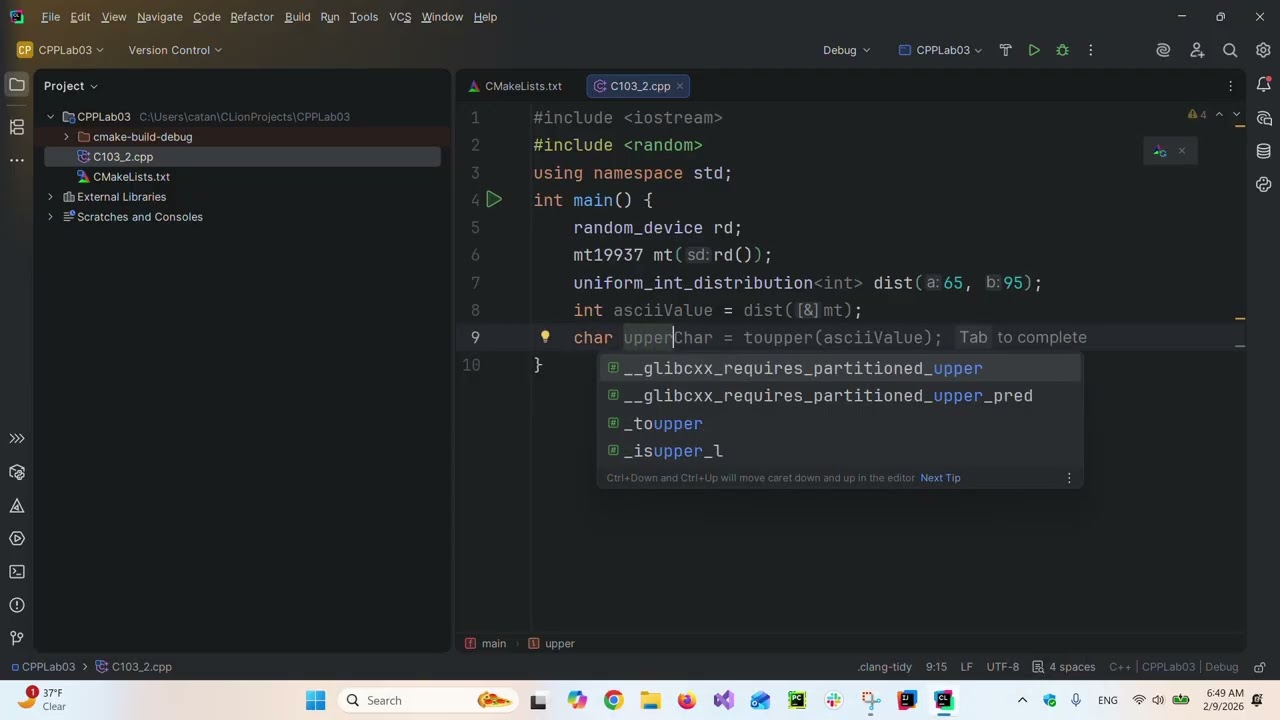 C103 2 Random Lowercase letter