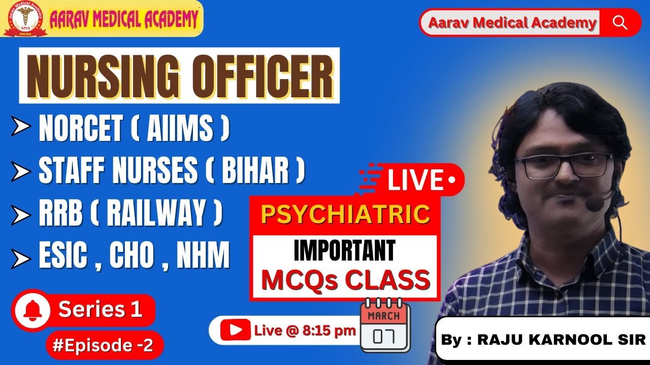 🔴 NORCET | Staff Nurse (Bihar) | RRB | ESIC | CHO | NHM |  Nursing Officer | Psy | Import MCQs Epi 2
