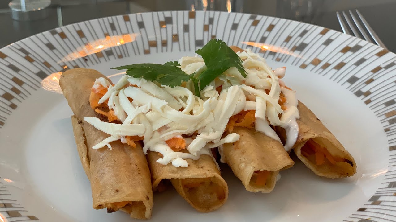 TACOS DORADOS DE ZANAHORIA Y QUESO DELICIOSOS PREPARADOS CON ❤️