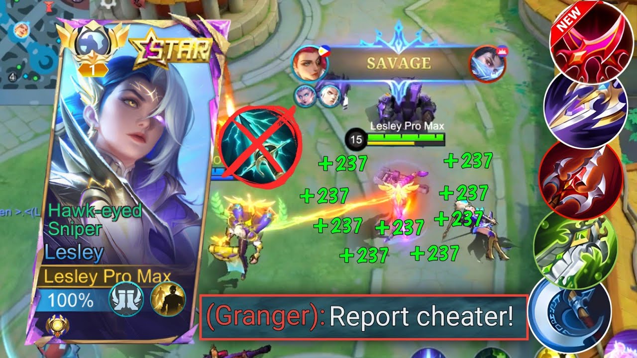 WTF NO SKY PIERCER NO PROBLEM!!🔥 TOP 1 GLOBAL LESLEY 1 HIT SAVAGE🔥💀!! (try this build) - MLBB