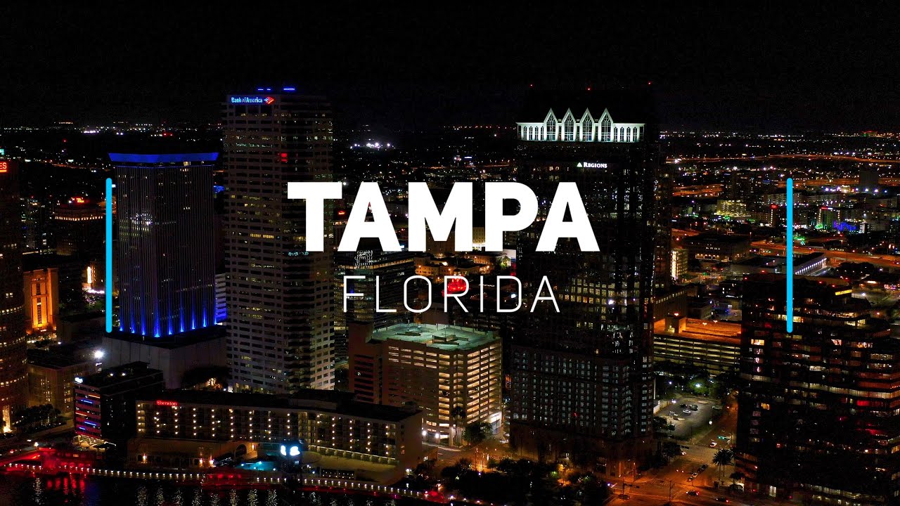 Tampa by night, Florida | 4K drone footage