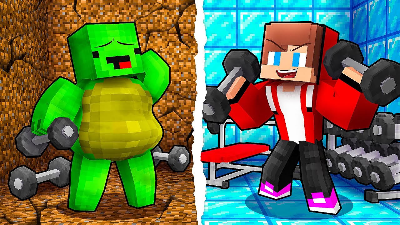 JJ and Mikey: FAT vs STRONG Strength Battle in Minecraft - Maizen