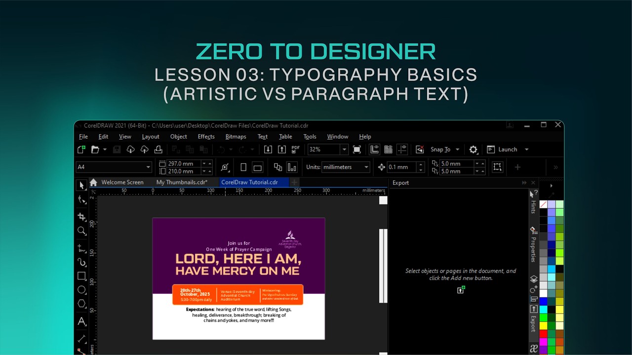 Lesson 03: Typography Basics (Artistic vs Paragraph text)