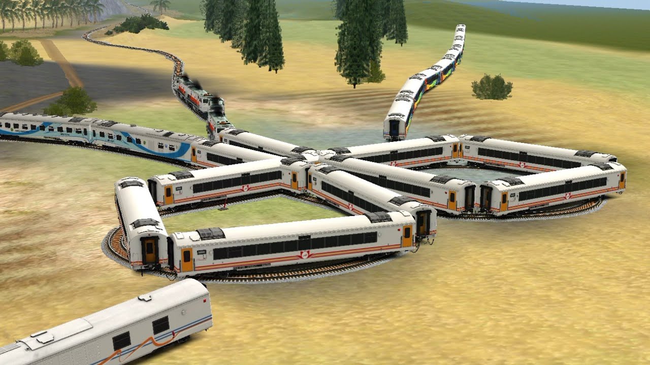 Kereta Api Menyambung 4 Gerbong Berbeda Tipe - Train Connects 4 Carriages of Different Types