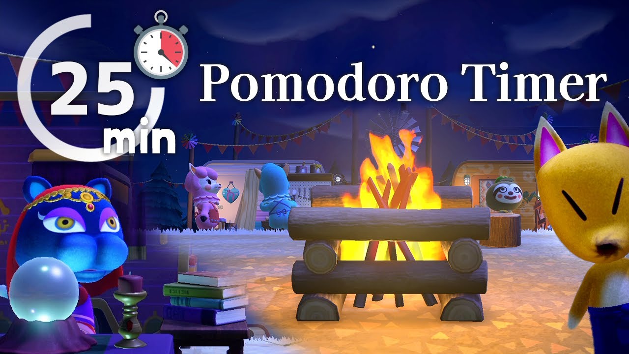 ⏱2H-Pomodoro Technique (25/5) ¨̮🍅 - Harv's Island Music & Ambience | Fire crackles🔥