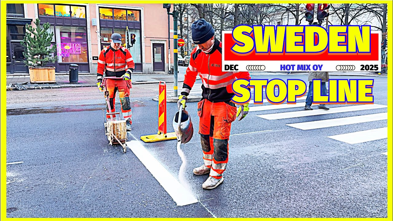 SWEDEN - STOCKHOLM - HOT MIX OY DIRECTION ARROW STOP LINE SCANIA @MasterWorkers