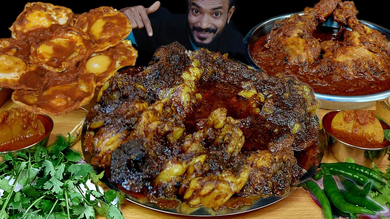 Eating Show Mutton Fat Curry With Rice, Chicken Curry Egg Curry, Mukbang Asmr Video, FoodChallenge