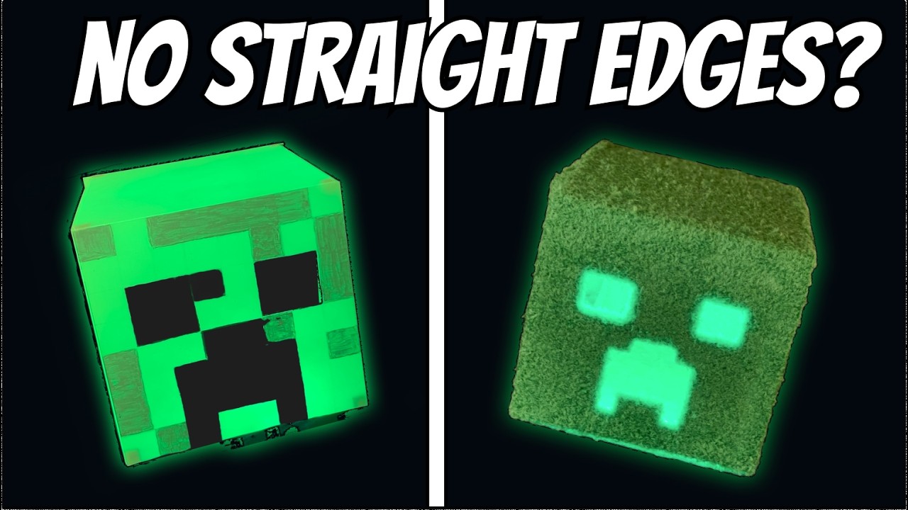 We Tried Making a Creeper Head with NO Straight Lines!