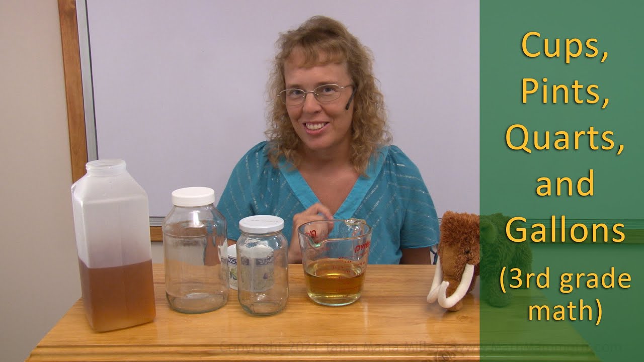 Cups, pints, quarts, and gallons (third grade math)