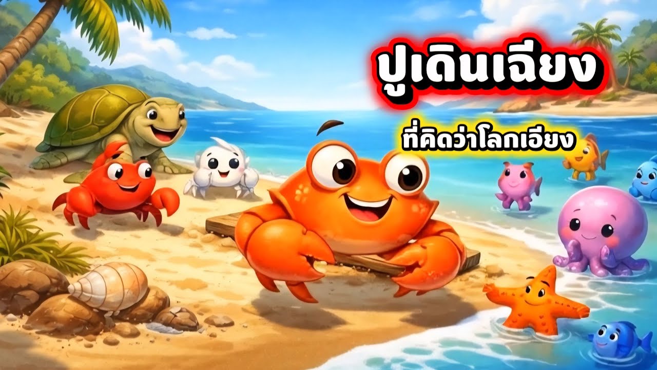 นิทานสั้นเรื่อง✨️ปูเดินเฉียงที่คิดว่าโลกเอียง🦀 #นิทานสนุก #นิทานสั้น #นิทานสัตว์ 