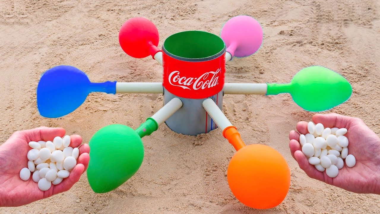 Experiment: Coca Cola VS Mentos in balloons
