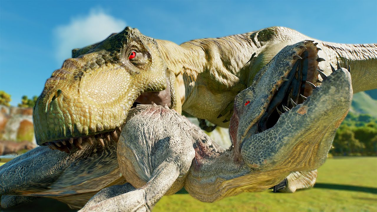 2 T-REX vs ALL DINOSAURS - Battle in Isla Nublar - Jurassic World Evolution 3