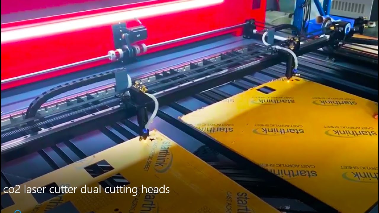 Co2 Laser Cutter Dual cutting Heads Boosting your Cutting ,Engraving  Thoughtput of Acrilic Sheet
