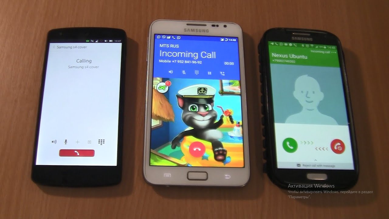 Incoming call & Outgoing call at the Same Time   Samsung Galaxy Note 1  Android 7+Nexus 5 ubuntu+S4