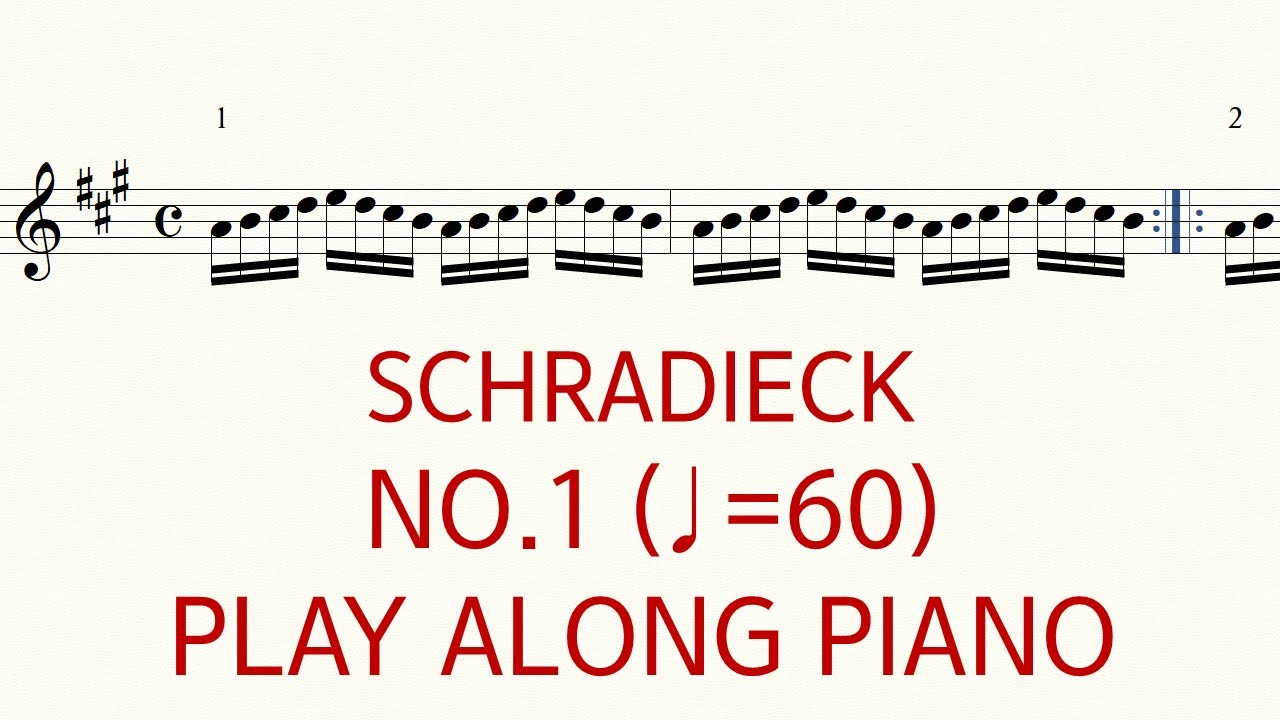 Schradieck Violin Book 1 No.1 ♩=60, 442Hz Slow Practice Play Along Piano