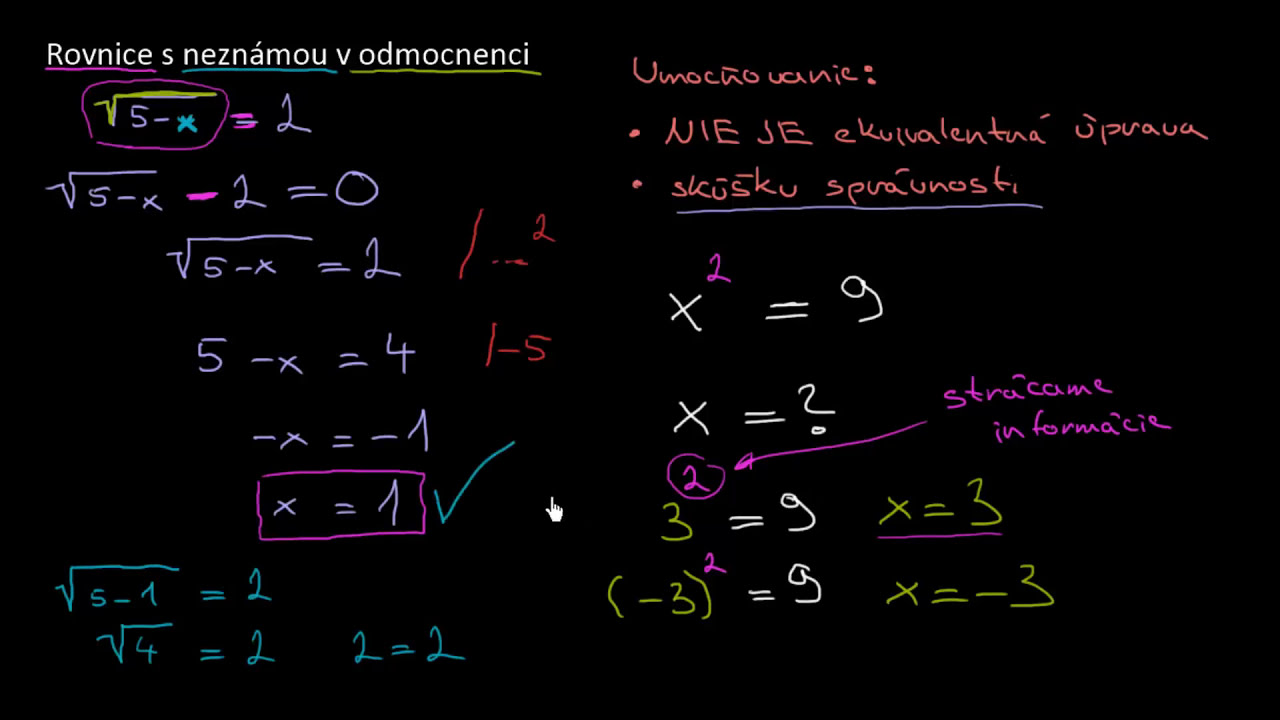 Rovnice S Neznámou V Odmocnenci - Úvod