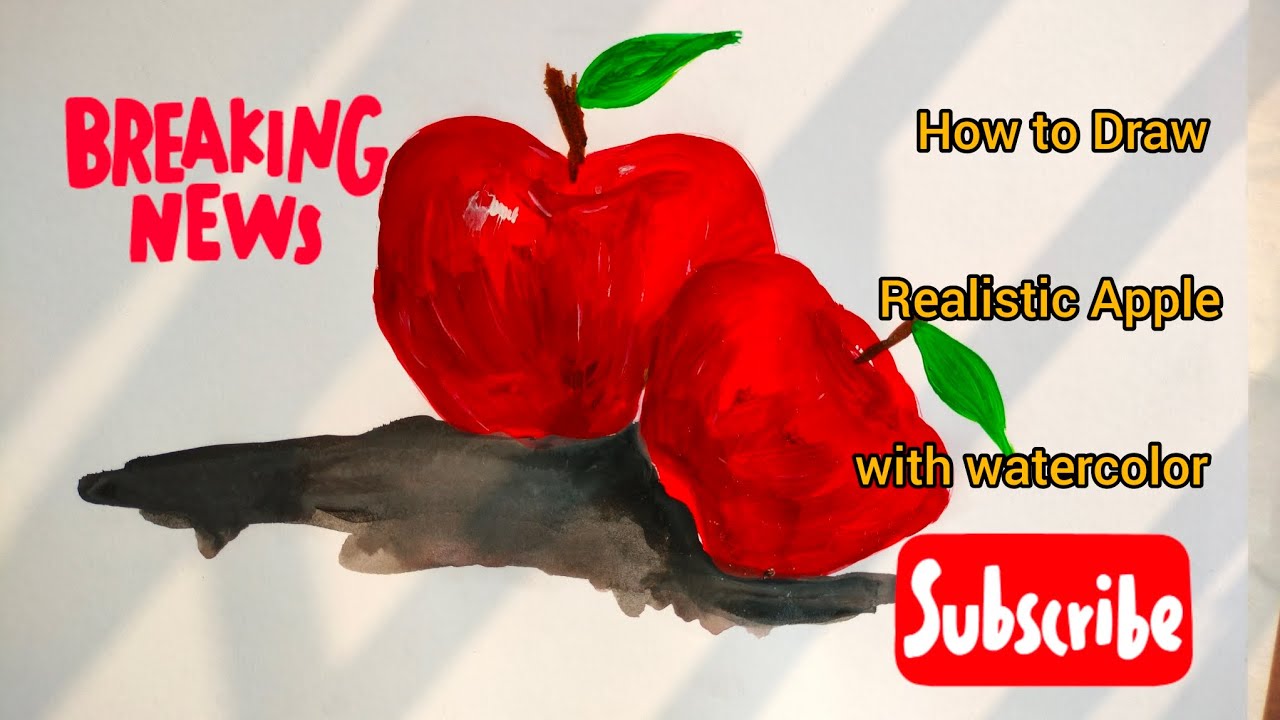 How to draw Realistic Apple with Watercolor 