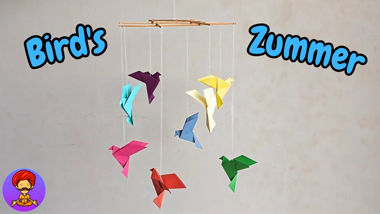 Easy Wall hanging Decore!🐦 Paper birds zummer. Origami craft 