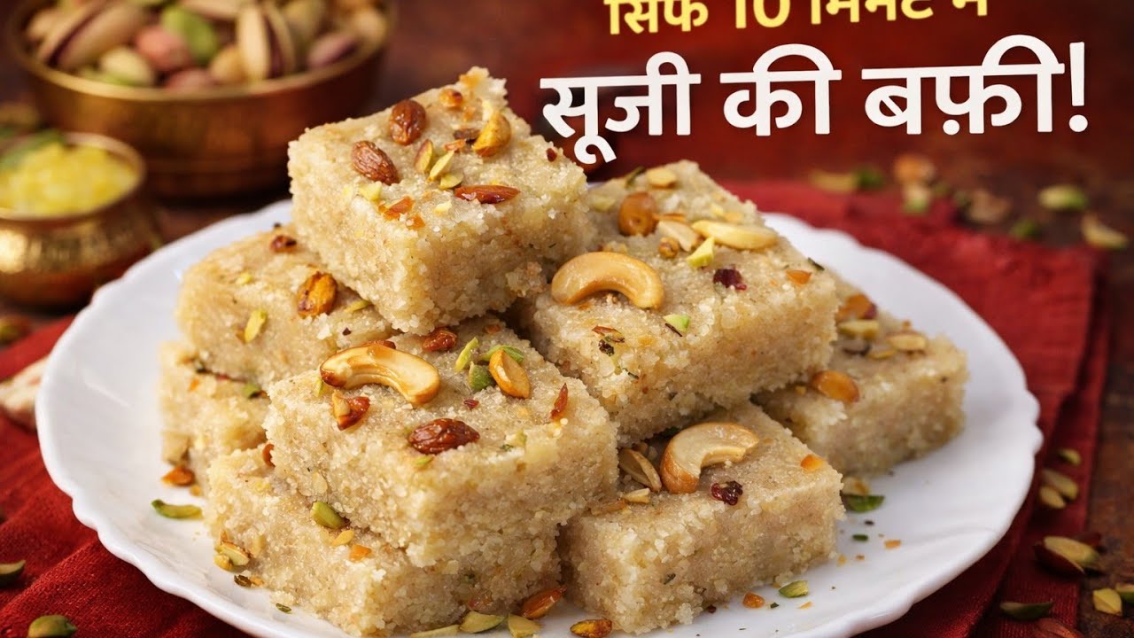 #मुँह में घुल जाने वाली सूजी बर्फी | Easy Sweet Recipe”# trending Video 