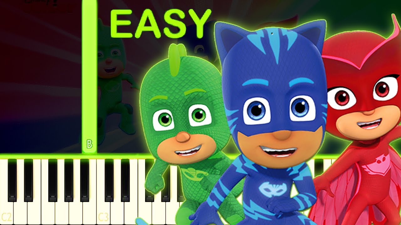 PJ MASKS THEME - EASY Piano Tutorial