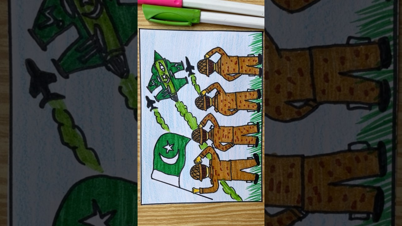Marka e Haq Rysunek #art #pakistan #pakistanarmy #markaehaq #bunyanulmarsoos #ytshorts
