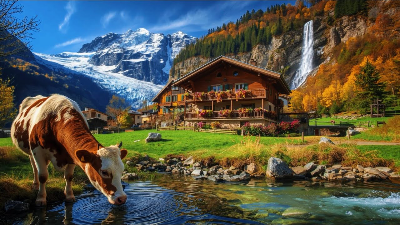 Most Beautiful  Village In Switzerland🇨🇭Unreal Beauty In Swiss Alpine Valley🏔️