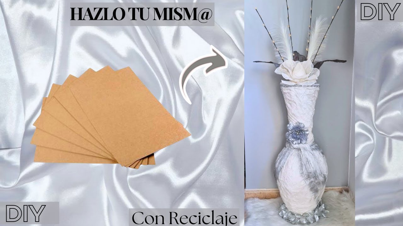 💎DIY : JARRÓN ALTO CON CARTÓN Y YESO DIY | DECORACIÓN ELEGANTE PARA SALA