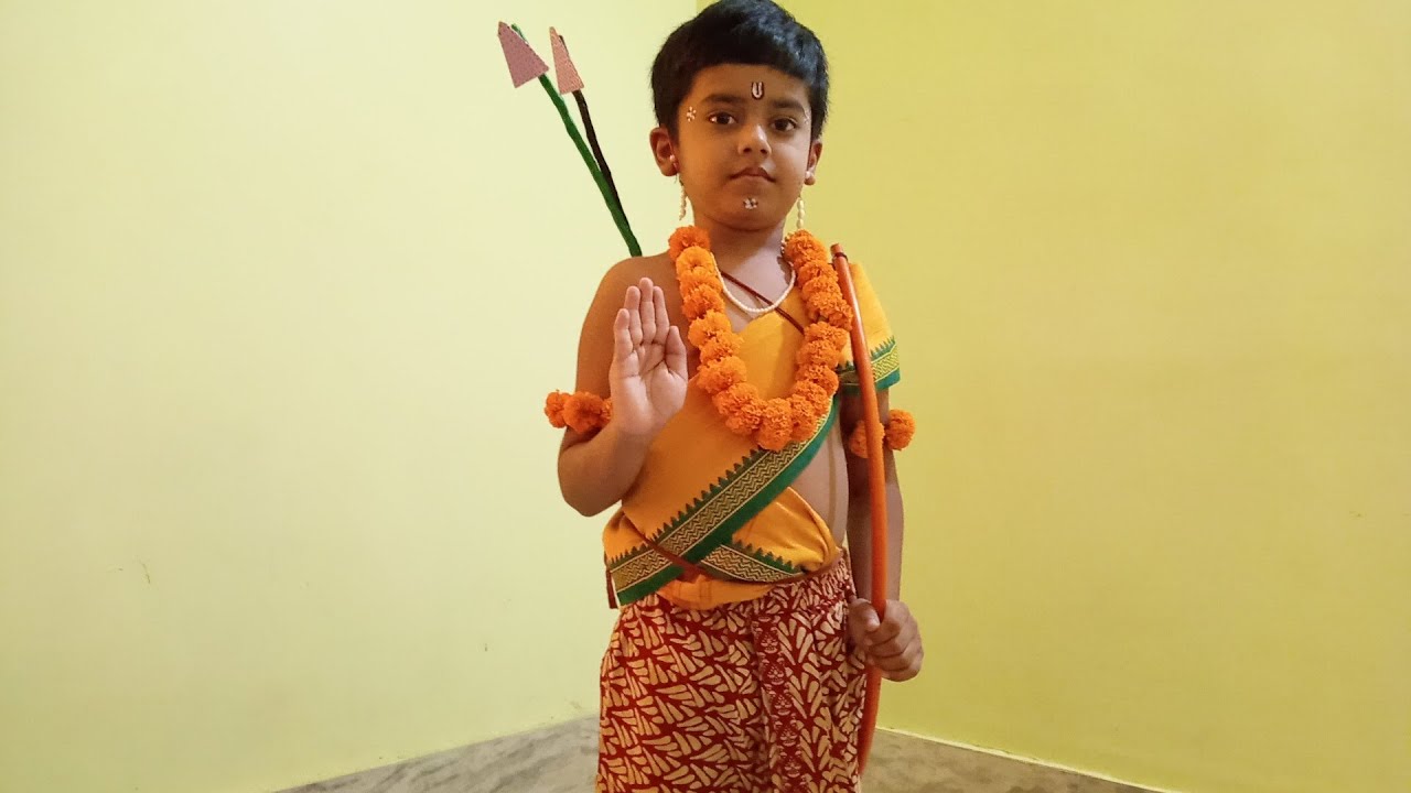 Simple Sri Rama costume making at home..Don't miss the end....what our little cute Rama has done....