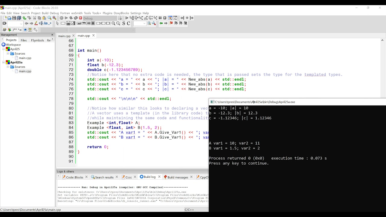 Templates - Syntax with Functions and Classes - C++ - ENGR 2304