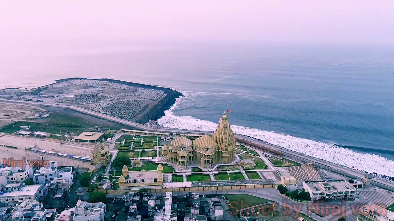 somnath mandir( temple) drone view