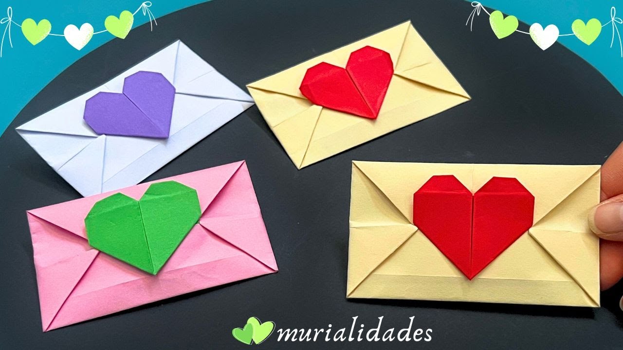 Origami SOBRE DE CARTA CON CORAZ&Oacute;N 💌  Heart Envelope  ❤️ Idea Cute de San Valentin Paper Craft DIY